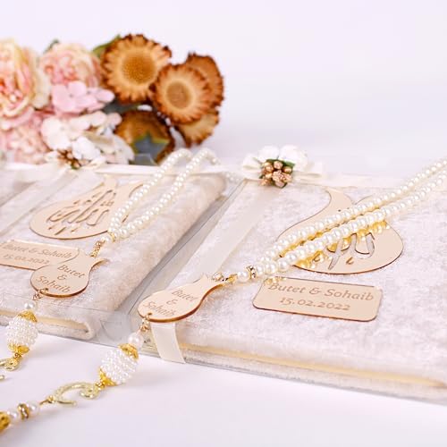 IEF Personalized Yaseen Dua Book Prayer Beads Islamic Gift Set, Ramadan Eid Wedding Birthday Anniversary Mother's Day Father's Day Gifts, Party Favors for Guests in Bulk - color: Style-2