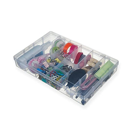 2 Pack 24 Grids Plastic Small Crafts Storage Boxes with Adjustable Dividers (10.5" × 6.7" x 1.57")