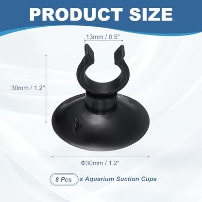Aquarium Suction Cups, Fish Tank Suction Cups Clips Airline Tube Holders Clamps (Plastic, 8Pcs, Black) for 0.5" Fish Tank Airline Tubing Binding Moss Shrimp Nest, 13x30MM - color: Black, size: 13x30MM