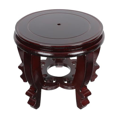 DOITOOL Large Plant Stool Wood Planter Stand Round Wooden Fish Tank Stand Oriental Style Indoor Plant Stand Wooden Display Base