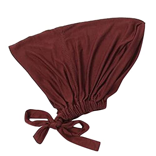 Chiffon Hijab with Undercap Fashion Solid Color Chiffon Head Wraps Under Scarf Caps Muslim Fashion Bandage - color: Coffee