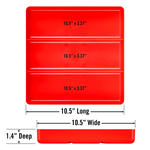 Ernst Manufacturing All Purpose Toolbox and Desk Tray: Stackable Organization Tray with 3 Compartments - Made in the USA - color: Red, size: 3-Compartments