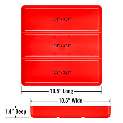 Ernst Tool Garage Organizer Tray, Red, 3-Compartments (Pack of 4) - color: 레드, size: 3-Compartments