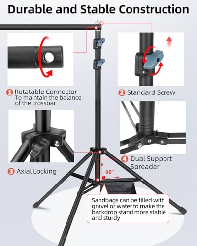 Hemmotop Adjustable Backdrop Stand 10x8.5ft Heavy Duty - size: 10x8.5ft