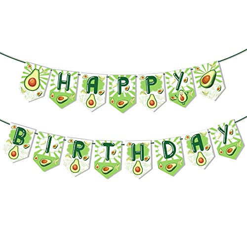 1pcs Avocado Theme Banner Party Supplies for Avocado Fruit Decorations Birthday Party Bunting Banner - color: Avocado