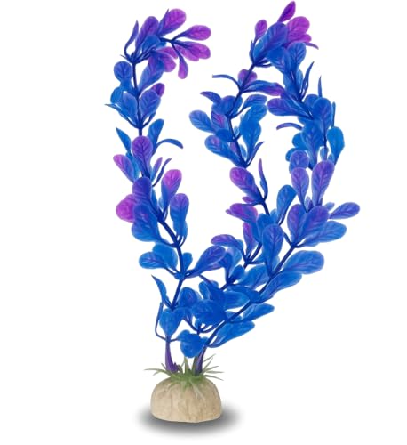 D & K Exclusives Artificial Aquarium Plants, 10 Pack 7 inch Plastic Fish Tank Decorations, Colorful Aquascape Decor for Freshwater, Tropical Tanks (Blue & Purple Fan Plant) - color: Blue & Purple Fan Plant – 7”