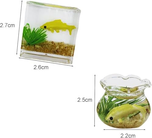 1Pc Square Fish Tank Toy, 1:12 Scale Miniature Dollhoue Accessories, Resin Dollhouse Fish Tank Accessories for Garden Scene Decor