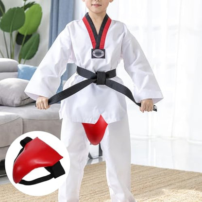 Veemoon ’s Integrated Groin Protector Guard, Comfortable Wear-Resistant Crotch Guard for Martial Arts Training, Red Protective Gear for Taekwondo, Kickboxing, and Combat Sports