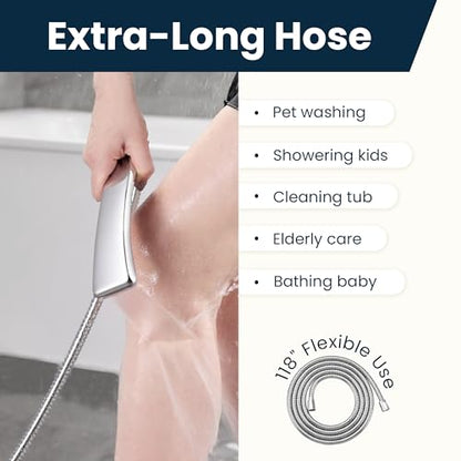 BRIGHT SHOWERS Extra Long Shower Hose 118 Inches – Stainless Steel Handheld Shower Hose with Brass Connectors, Anti-Kink, Leak-Proof, Easy to Install, Fits Most Shower Heads, Polished Chrome - color: Chrome, size: 118 Inch