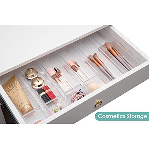 Clear Plastic Drawer Organizer Tray for Vanity Cabinet (Set of 10),Storage Tray for Makeup, Kitchen Utensils, Jewelries, and Gadgets