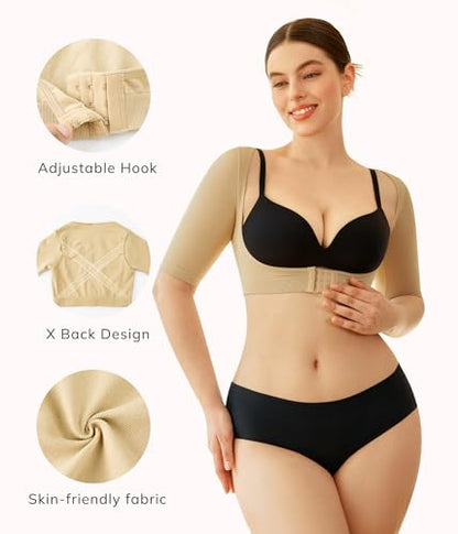 LODAY Arm Compression Sleeves for Women Lipo Upper Arm Shaper Post Surgery Slimming Arm Sleeve - color: Beige, size: 2X-Large/3X-Large