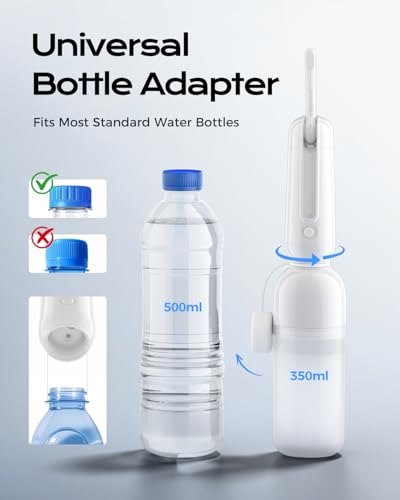 ESSAGER Portable Bidet for Travel, Foldable & Rechargeable Handheld Sprayer–Waterproof with 2 Pressure Modes, 350ml Expandable Bottle for Women, Men, Baby, Postpartum & Personal Hygiene(White) - color: White