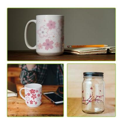 arricraft 10 Sheets Cherry Blossoms UV DTF Wraps for 16OZ Glass, Flowers Butterflies Branchs Rub on Decals PVC Transfer Stickers for DIY Cups Bottles Funiture Wood Garden Crafts Women - style: Cherry Blossoms