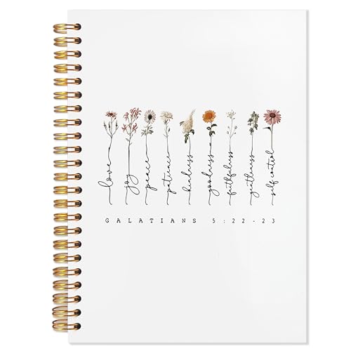 YTRGI White Christian Journaling Notebook, Galatians 5:22-23 Bible Notebooks for Note Taking, Scripture Journals for Writing, Prayer Journal for Woman, Religious Spiral Notebook 5.5x8.3 Inch - color: 5:22-23 white