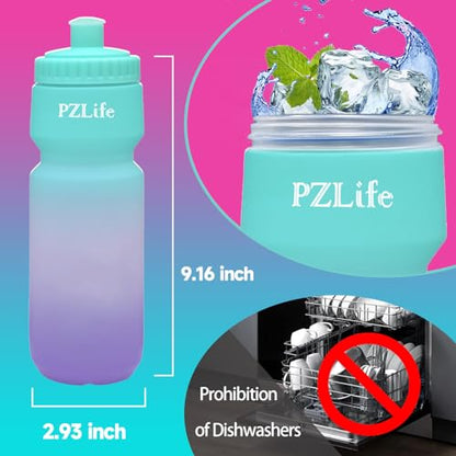 24oz Bike Squeeze Water Bottle, BPA Free Cycling Water Bottle,Leakproof, with Capacity Scale w/Pull Top Lid, Reusable Sport Water Bottle, for Bicycle, Gym,Running 4Pack - color: z--4PCS