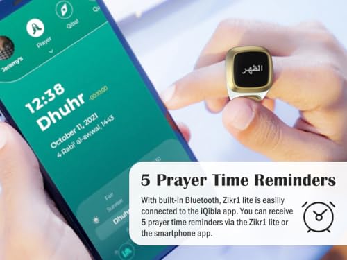 Smart Ring Counter, Smart Tasbih Zikr Ring, Muslim Islamic Prayer Smart Rings,Tasbih Counter Smart Ring, Digital Electronic Smart Tally Counter, Tasbeeh Smart Counter for Prayer (White,20mm)