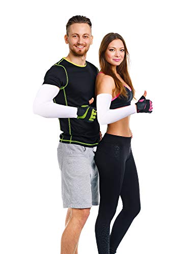 Mudder 9 Pairs Unisex UV Protection Sleeves Arm Cooling Sleeves Ice Silk Arm Sleeves Arm Cover Sleeves - color: White
