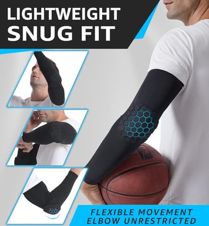 HiRui Elbow Pads for Teenagers Men Women, Elbow Brace Basketball Shooter Sleeves Arm Compression Sleeves - color: Black, size: X-Large