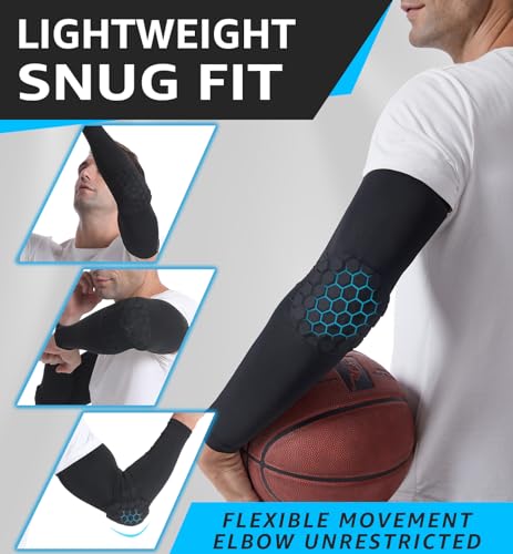 HiRui Elbow Pads for Teenagers Men Women, Elbow Brace Basketball Shooter Sleeves Arm Compression Sleeves - color: Black, size: XX-Large