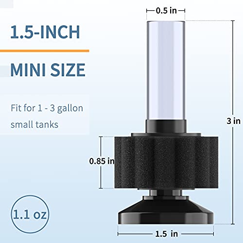 Pawfly Aquarium Nano Bio Sponge Filter Quiet Betta Fry Shrimp Foam Filter Kit with Airline Tubing for Small Fish Tank up to 3 Gallon, 3 Pack