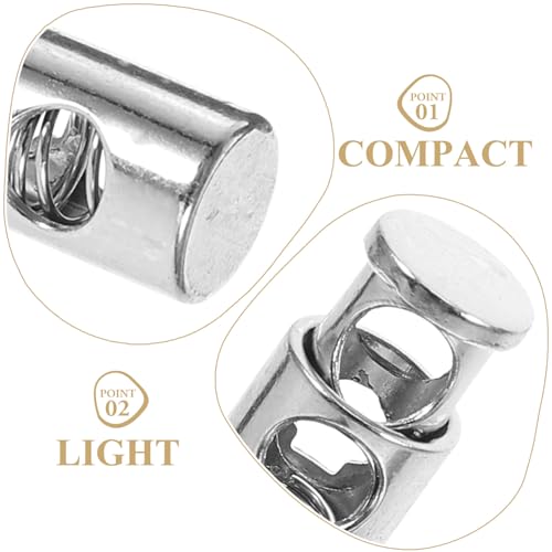 OHPHCALL 25pcs Metal Spring Cord Locks Drawstring Toggles for Secure Fastening Adjustable Double Hole Design for Clothing Bags Crafts Bright Finish for Versatile Use