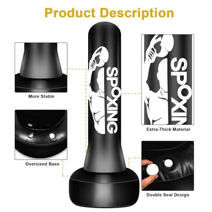 Heavy Punching Bag with Stand for Adults, 70" Freestanding Punching Bag with Boxing Gloves and Electric Air Pump, Inflatable Boxing Bag for Men Women Teens Training MMA Thai Fitnessers