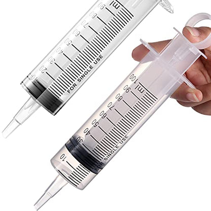 2 Pack Large Syringes, Large Plastic Garden Industrial Syringes for Scientific Labs, Measuring, Watering, Refilling, Filtration Multiple Uses (100 ML) - size: 100 ML