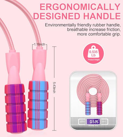 Jump Rope for Women Men, Fitness Jumprope for Women Workout, Adjustable Adult Exercise Skipping Rope - color: Pinks