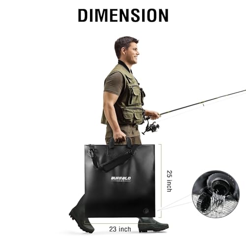 Fish Tournament Weigh in Bag for Bass Fishing, Heavy Duty Fish Bag for Caught Fish Waterproof,Leakproof,Puncture Resistant - color: Black-24×25in