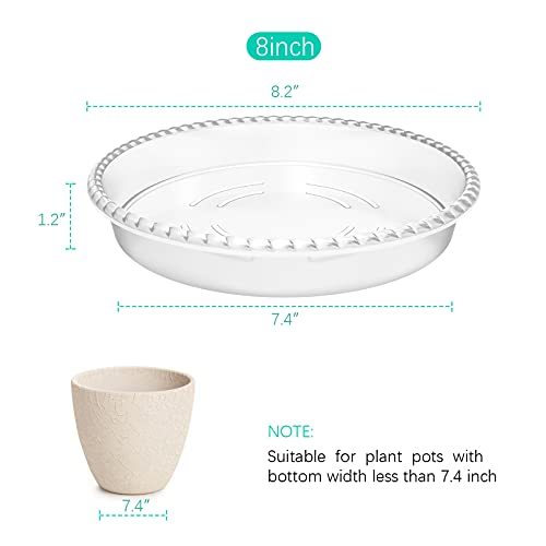 6 Pack Clear Plant Saucer 8 inch, Durable Plastic Plant Trays for Indoor, Round Flower Plant Pot Saucer, Sturdy Plant Water Catcher Tray - size: 8 inch