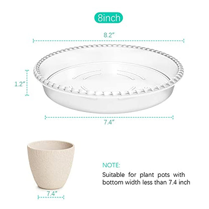 6 Pack Clear Plant Saucer 8 inch, Durable Plastic Plant Trays for Indoor, Round Flower Plant Pot Saucer, Sturdy Plant Water Catcher Tray - size: 8 inch