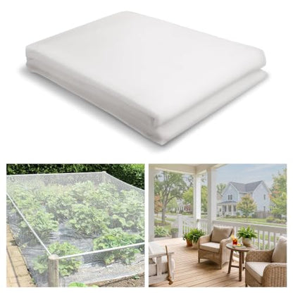 10x12ft Strong PP Nanocomposite Mosquito Net Garden Netting, White | Ultra-fine Mesh, Tear-resistant, Bird Insect Pest Barrier Screen, Patio/Balcony/Porch/Raised Beds/Tree Protection - color: White, size: 10x12 FT