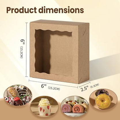20 Pcs 6x6x2.5Inches Chocolate Strawberries Boxes Cake Boxes Charcuterie Boxes Bakery Boxes with Full Window Cookies Boxes Cakesickle Truffle Treat Box for Christmas Valentine's - size: 6"X6X2.5"