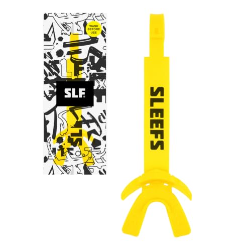 SLEEFS X Yellow Football Mouth Guard - Lip/Mouthguard with Helmet Strap - Lip/Teeth Protector Mouthpiece - Moldable - for Youth/Adults, Men & Women Mouth Guard, Maximum Air Flow, Lacrosse, All Sports - color: Yellow