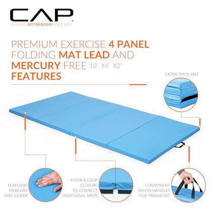 CAP Barbell All Purpose Folding Anti Tear Exercise Training Aerobic Fitness Gym & Gymnastics Balance Mat | Multiple options - color: Blue, style: 10' x 4' x 2.0" Thick