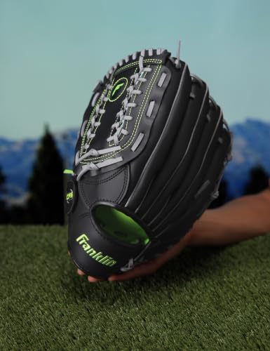 Franklin Sports Field Master Baseball + Softball Glove - Field Master Adult + Youth Baseball + Softball Mitt - Men's + Women's Gloves - color: Black, style: 12" - Trapeze Web