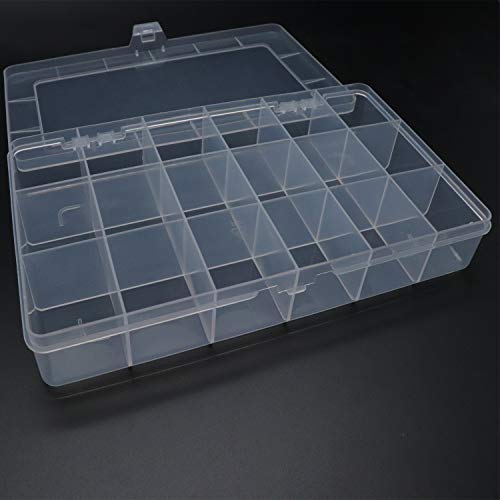 Xiaoyztan 18-Grid Clear Plastic Organizer for Jewelry Beads 2Pcs | 18-grid clear organizer for jewelry, beads, tackle, and small parts - size: 8.0x4.7x1.3 in