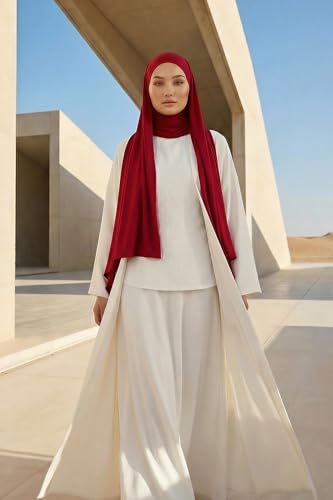 Aisha's Design Neck-Covering Practical Jersey Hijab with Built-In Ninja Bonnet - color: Maroon