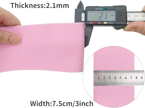 Pink Knit Elastic Band 3 inch 5 Yards Double-Side Twill Woven Elastic Heavy Stretch Elastic Spool for Sewing Pants Waistband, Wigs, Skirts, Craft DIY Projects - color: Pink