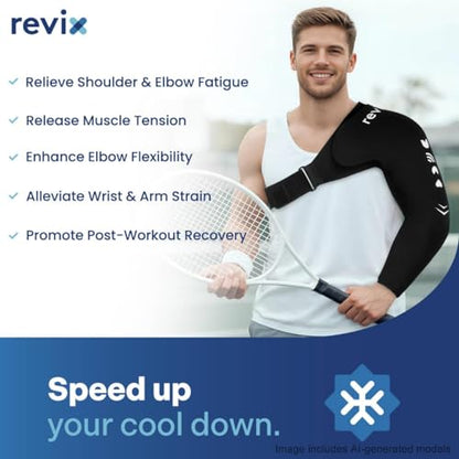 REVIX Ice Wrap for Shoulder and Arm – Reusable Cold Pack & Compression Ice Sleeve for Pitchers, Volleyball Players, Muscle Recovery, Elbow Ice Pack Pain Relief for Athletes, Daily Use - style: Medium
