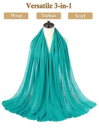 Nonbongoy Head Wraps for Black Women 71"x32" Long Soft Jersey Hijab Turban - color: 1- Turquoise Headwrap
