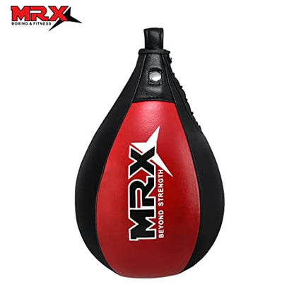 MRX Speed Punching Bags Genuine Leather MMA Training Speed Bag Muay Thai SpeedKills Punching, Dodge Striking Bag for Workout Pro Boxing Bag for Home Gym Kids, Men, Women - color: Black Red