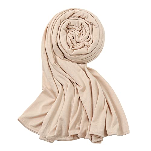 Soft Stretch Head Wrap Scarfs Long Turban Head Wrap Tie for Women - color: Beige