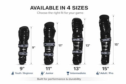 MyLec MK5 Street/DEK Shin Pad, Lightweight & Durable Hockey Accessories, 360° Straps, Hard Front Shells, Breathable Material, Metatarsal Padding Ice Hockey Shin Guards, Foam Rubber - color: Black, size: 11"
