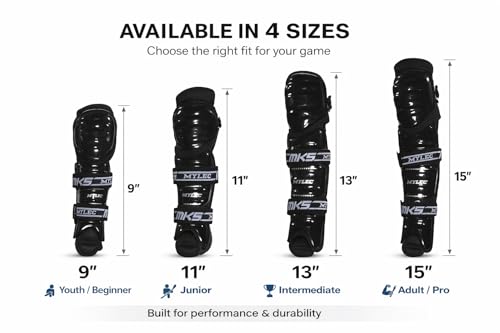 MyLec MK5 Street/DEK Shin Pad, Lightweight & Durable Hockey Accessories, 360° Straps, Hard Front Shells, Breathable Material, Metatarsal Padding Ice Hockey Shin Guards, Foam Rubber - color: Black, size: 9"