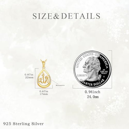 Moissanite Allah Necklace for Women 925 Sterling Silver Muslim Islamic Religious Pendant 18k gold plated Religious Jewelry Gift for Wife Mom