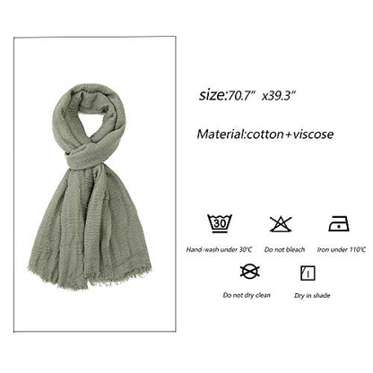 EVQ Soft Cotton Hemp Scarf Wrap Long Hijab Scarves for Women - color: Pink+blue+mint Green