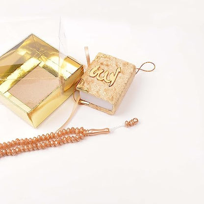 BABY SHOWER CHOCOLATE Set of 10 Islam Quran Tasbeeh Islamic Set | Holy Quran Prayer Beads Gift Box Favor (Cappucino) - color: Cappucino