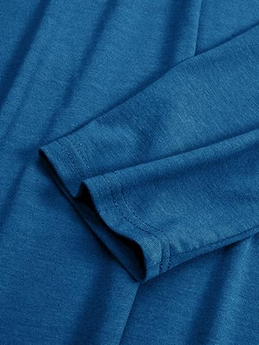 WSPLYSPJY Women High Neck Abaya Muslim Dress Solid Color Prayer Robe - color: Deep Blue, size: Medium