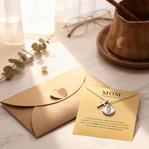 Dainty Silver Necklace for Women - Ankh Jesus Horse Celtic Cross Necklace for Women, Dainty Charm Spider Christian Gifts for Friends Sister Mom, Birthday, Christmas, Mother's Day, Graduation Gifts - style: Mother Mary